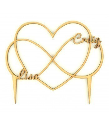 Laser Cut Personalised Infinity Heart Wedding Cake Topper